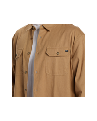 The Billabong Mens Zeledon Solid Flannel Shirt in Gravel