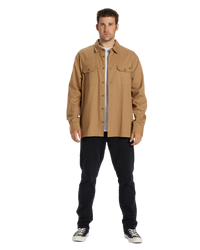 The Billabong Mens Zeledon Solid Flannel Shirt in Gravel