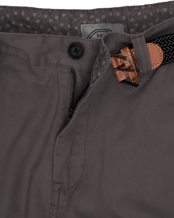 The Salt Water Seeker Mens Belted Chino Walkshorts in Charcoal