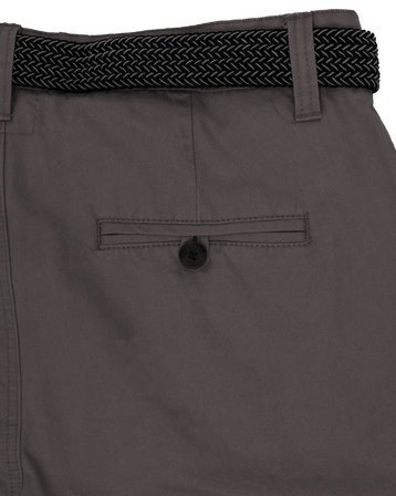 The Salt Water Seeker Mens Belted Chino Walkshorts in Charcoal