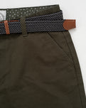 Belted Chino Walkshorts in Deep Depths Green