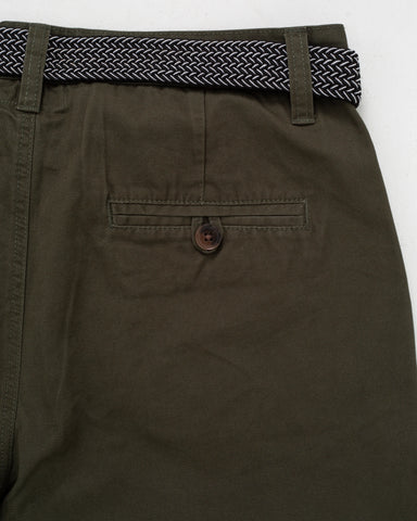 Belted Chino Walkshorts in Deep Depths Green