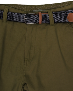 The Salt Water Seeker Mens Belted Chino Walkshorts in Khaki