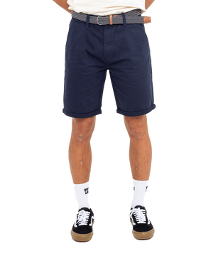 The Salt Water Seeker Mens Belted Chino Shorts in Navy