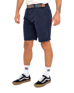 The Salt Water Seeker Mens Belted Chino Shorts in Navy