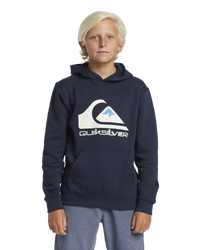 The Quiksilver Boys Boys Big Logo Hoodie in Dark Navy