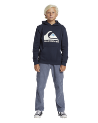 The Quiksilver Boys Boys Big Logo Hoodie in Dark Navy