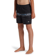 Boys Everyday Wordblock Volley Shorts in Black