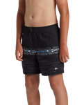 Boys Everyday Wordblock Volley Shorts in Black