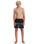 Boys Everyday Wordblock Volley Shorts in Black