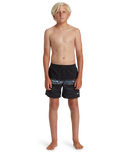 Boys Everyday Wordblock Volley Shorts in Black