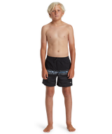 Boys Everyday Wordblock Volley Shorts in Black