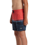 Boys Wordblock Volley Shorts in Cayenne