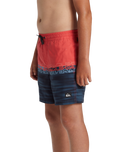 Boys Wordblock Volley Shorts in Cayenne