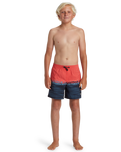 Boys Wordblock Volley Shorts in Cayenne