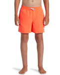 Boys Everyday Solid Volley Shorts in Fiery Coral