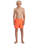 Boys Everyday Solid Volley Shorts in Fiery Coral