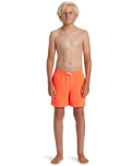 Boys Everyday Solid Volley Shorts in Fiery Coral