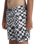 The Quiksilver Boys Boys Checkers Volley Shorts in Black