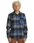 The Quiksilver Boys Boys Motherfly Classic Flannel Shirt in Estate Blue