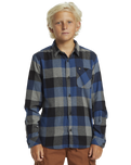 The Quiksilver Boys Boys Motherfly Classic Flannel Shirt in Estate Blue