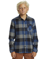 The Quiksilver Boys Boys Motherfly Classic Flannel Shirt in Estate Blue