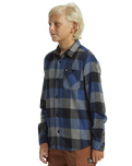 The Quiksilver Boys Boys Motherfly Classic Flannel Shirt in Estate Blue