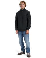 The Quiksilver Mens Keller 1/4 Zip Sweatshirt in Black Heather