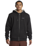 The Quiksilver Mens Keller Zip Sherpa Hooded Jacket in Black Heather