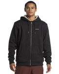 The Quiksilver Mens Keller Zip Sherpa Hooded Jacket in Black Heather