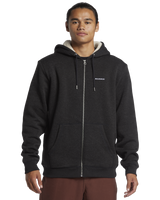 The Quiksilver Mens Keller Zip Sherpa Hooded Jacket in Black Heather