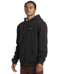 The Quiksilver Mens Keller Zip Sherpa Hooded Jacket in Black Heather