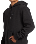 The Quiksilver Mens Keller Zip Sherpa Hooded Jacket in Black Heather