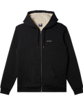 The Quiksilver Mens Keller Zip Sherpa Hooded Jacket in Black Heather