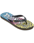 The Quiksilver Mens Molokai Wordblock Flip Flops in Black, Blue & Pink