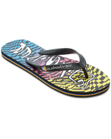 The Quiksilver Mens Molokai Wordblock Flip Flops in Black, Blue & Pink