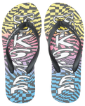 The Quiksilver Mens Molokai Wordblock Flip Flops in Black, Blue & Pink