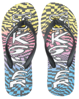 The Quiksilver Mens Molokai Wordblock Flip Flops in Black, Blue & Pink