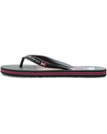 The Quiksilver Mens Molokai Wordblock Flip Flops in Black & Pink