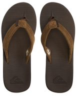 The Quiksilver Mens Carver Suede Recycled Flip Flops in Brown