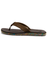 The Quiksilver Mens Carver Suede Recycled Flip Flops in Brown