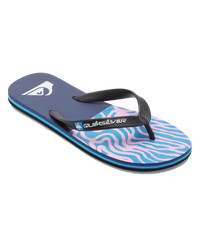 The Quiksilver Mens Molokai Art II Flip Flops in Black, Blue & Pink