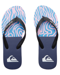 The Quiksilver Mens Molokai Art II Flip Flops in Black, Blue & Pink