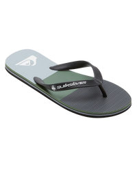 The Quiksilver Mens Molokai Stripe Flip Flops in Black, Grey & Green