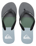 The Quiksilver Mens Molokai Stripe Flip Flops in Black, Grey & Green