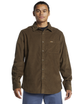 The Quiksilver Mens Smoke Trail Corduroy Shirt in Canteen