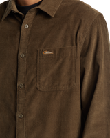 The Quiksilver Mens Smoke Trail Corduroy Shirt in Canteen