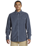 The Quiksilver Mens Smoke Trail Corduroy Shirt in Flint Stone