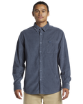 The Quiksilver Mens Smoke Trail Corduroy Shirt in Flint Stone