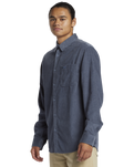 The Quiksilver Mens Smoke Trail Corduroy Shirt in Flint Stone